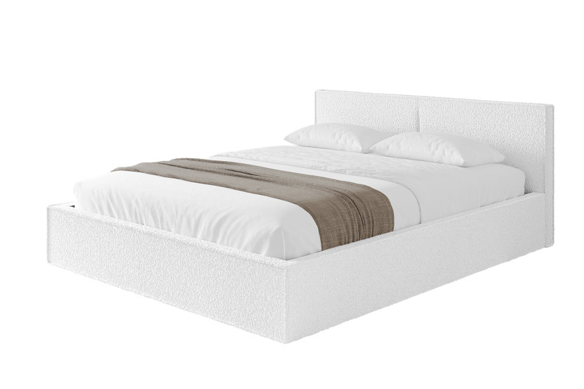 Łóżko tapicerowane bez materaca + pojemnik EMMI-v1 - 120x200 cm Biały 862984