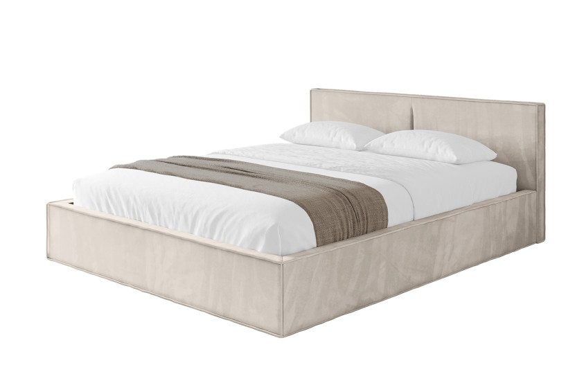 Łóżko tapicerowane bez materaca + pojemnik EMMI-v1 - 160x200 cm Beżowy 862810