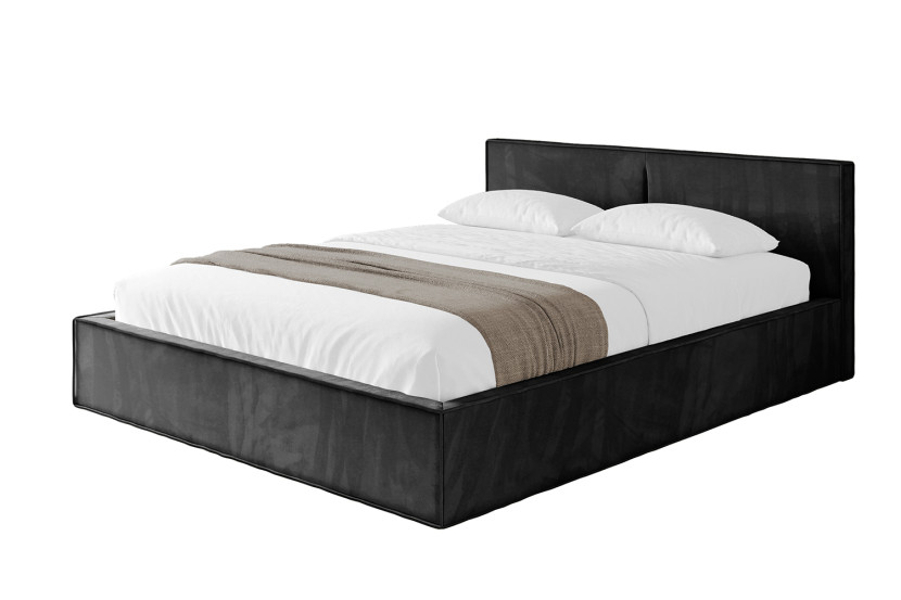 Łóżko tapicerowane bez materaca + pojemnik EMMI-v1 - 160x200 cm Czarny 863150