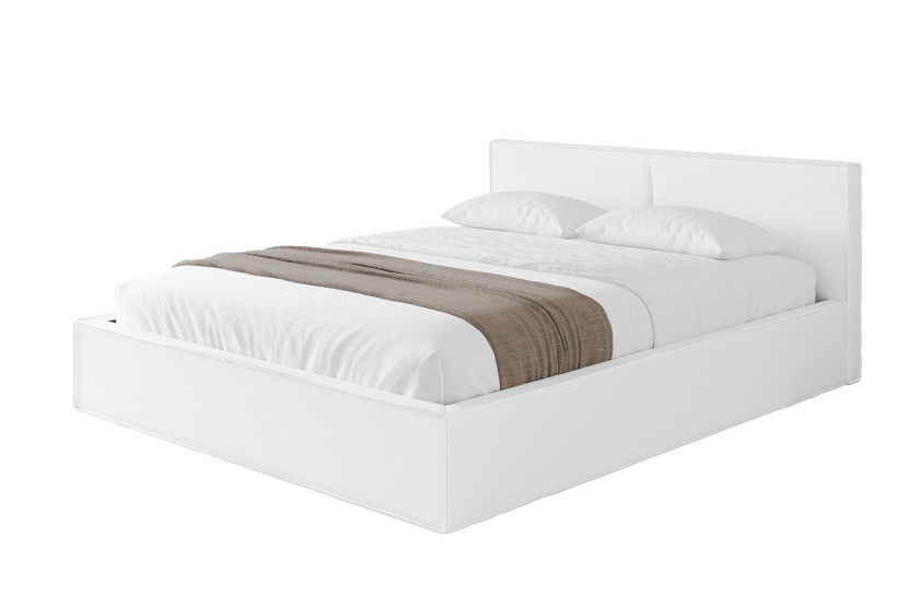 Łóżko tapicerowane bez materaca + pojemnik EMMI-v1 - 200x200 cm Biały 862883