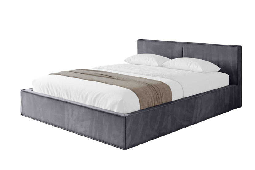 Łóżko tapicerowane bez materaca + pojemnik EMMI-v1 -200x200 cm Ciemnoszary 861442