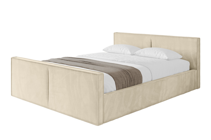 Łóżko tapicerowane bez materaca + pojemnik EMMI-v1-Z-120x200 cm Beżowy 863432