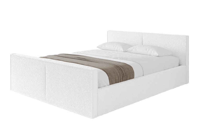 Łóżko tapicerowane bez materaca + pojemnik EMMI-v1-Z-120x200 cm Biały 863117