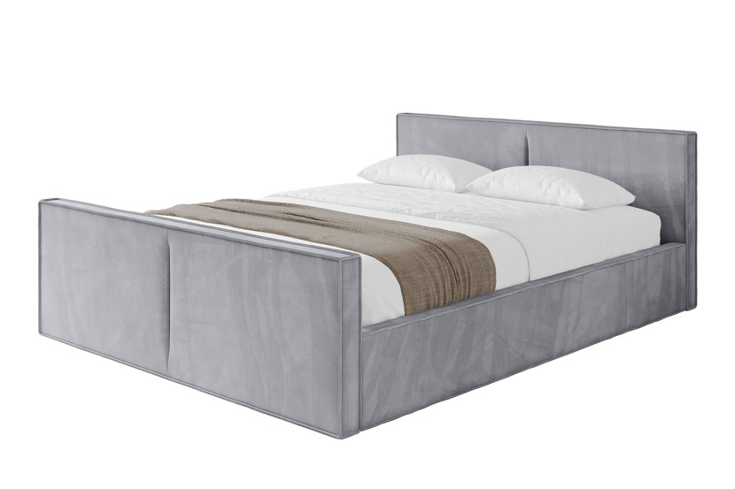 Łóżko tapicerowane bez materaca + pojemnik EMMI-v1-Z-120x200 cm Jasnoszary 862796