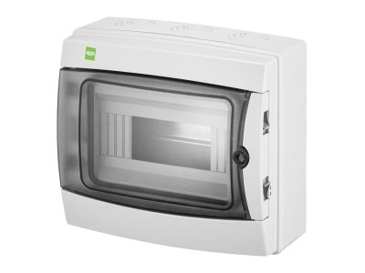 Rozdzielnica n/t RN 1/8 (N+PE) IP65 RAL7035+drzwi transparentne 235x217x117mm, Galant Plus | 1602-01 Elektro-Plast Nasielsk
