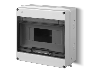 Rozdzielnica n/t RN 1/9 (N+PE) IP40 RAL9003+drzwi transparentne 197x197x95mm, Ep-Lux Plus | 1903-01 Elektro-Plast Nasielsk