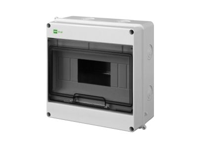 Rozdzielnica n/t RN 1/9 (N+PE) IP55 RAL7035+drzwi transparentne 197x197x55mm, Ep-Lux Plus | 1953-01 Elektro-Plast Nasielsk
