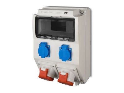 Rozdzielnica n/t siłowa RS 9-mod. 2x2P+Z, 2x3P+N+Z 16A IP44 RAL7035 szaryFi 220x345x175mm | 6221-00 Elektro-Plast Nasielsk