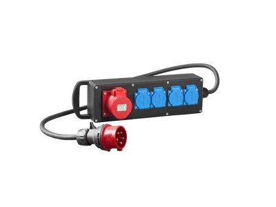 Rozdzielnica RS-P gumowany 4x2P+Z, 3P+N+Z 32A, z przewodem i wtyką 5P/32A | 7002-10 Elektro-Plast Nasielsk