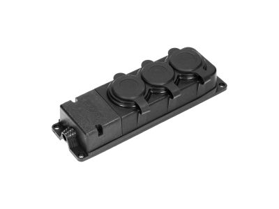 Rozgałęźnik warsztatowy bryzgoszczelny, odporny na uderzenia, IP44, 3x2P+Z, 16A, 230V AC, gumowy, uniepalniony, czarny | OR-AE-13166 Orno