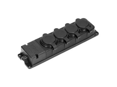 Rozgałęźnik warsztatowy bryzgoszczelny, odporny na uderzenia, IP44, 4x2P+Z, 16A, 230V AC, gumowy, uniepalniony, czarny | OR-AE-13167 Orno