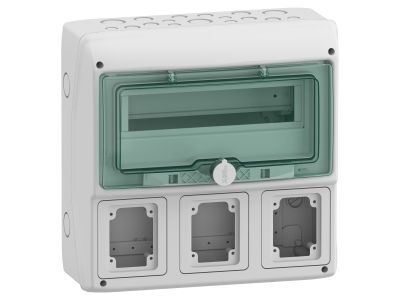 Rozdzielnica modułowa natynkowa 1×12+1 IP65 do gniazd 3 otwory 90x100mm gMRV-1-12+1-NT-T/3, Mureva | 13180 Schneider Electric