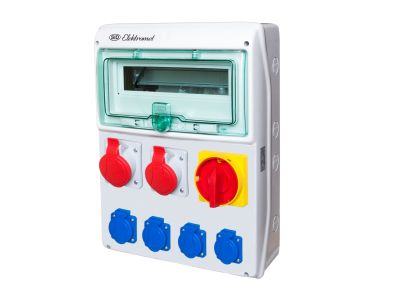 Rozdzielnica stacjonarna RSS-04, z rozłącznikiem O-I 100A 2x16A 3P+N+Z 400V 4x16A 2P+Z 250V | 942046 Elektromet