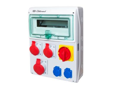 Rozdzielnica RSS-04 z rozłącz. 0-1 100A okienko 12 mod okabl 1x32A 3P+N+Z 400V, 2x16A 3P+N+Z 400 | 942047 Elektromet