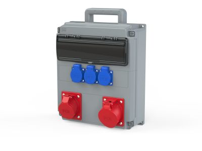 Rozdzielnica przenośna z rączką, z zabezpieczeniami OPOLE 32/5*B 16*B 3GS*3B FI63 IP54 | 909210006W PCE