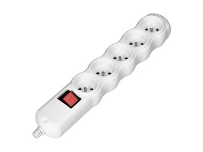 Rozgałęźnik wielogniazdowy 5x2P+Z z wyłącznikiem, biały | OR-AE-13267/W Orno