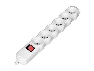 Rozgałęźnik wielogniazdowy 6x2P+Z z wyłącznikiem, biały | OR-AE-13269/W Orno