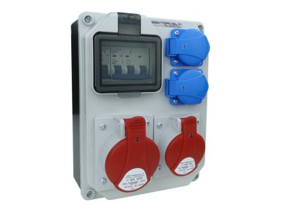 Rozdzielnica przenośna HL 4-mod. 1x32A/5P, 1x16A/5P, 2x230V z bolcem IP54, zabezpieczenia MCB | DV-5354-F Doktorvolt